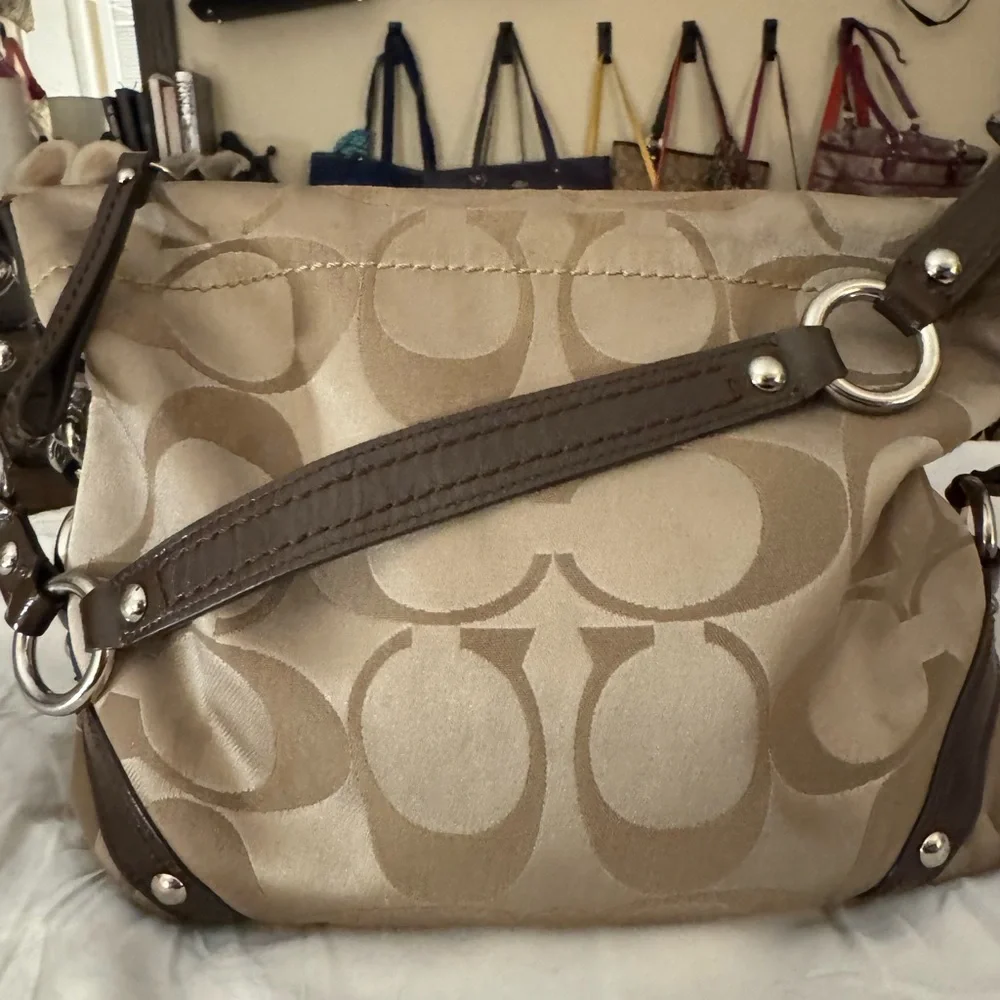 Coach Beige Signature Canvas Hobo with Brown Leather Trim - Picture 6 of 11